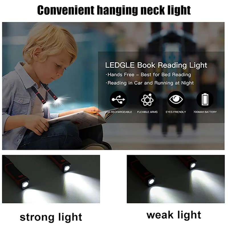 Flexible mains libres LED cou lumière livre lampe de lecture nuit Camping lumière lampe de poche AA/