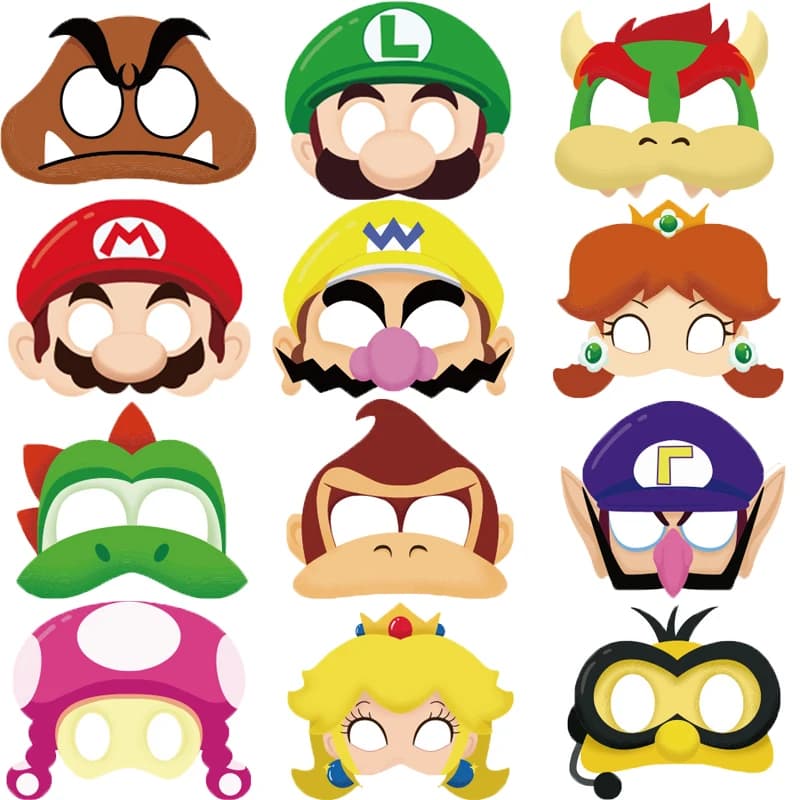 Ensemble de masque Mario pour décoration de fête, accessoires sympas, ornement préféré pour garçons 