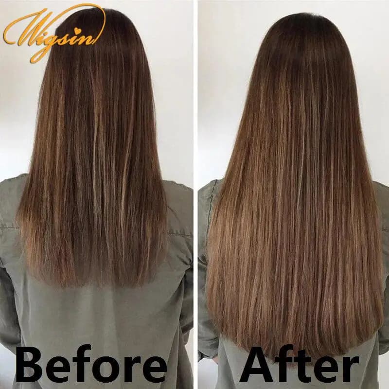 WIGSIN 6 pièces/ensemble synthétique 24 pouces longue Extension de cheveux raides postiche soyeuse p