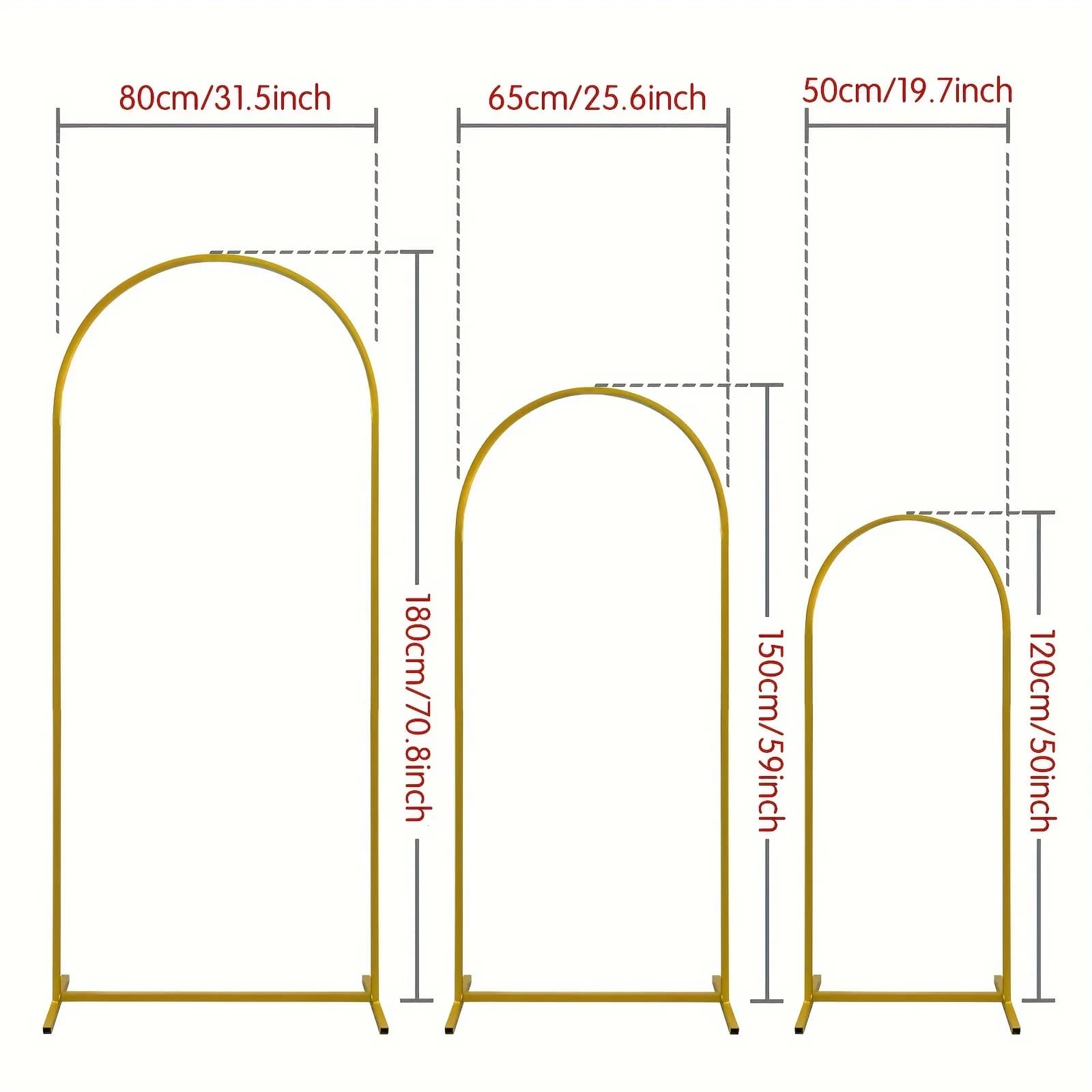 Support d'arrière-plan pour arc de mariage, ensemble de 3 supports d'arrière-plan en métal doré pour