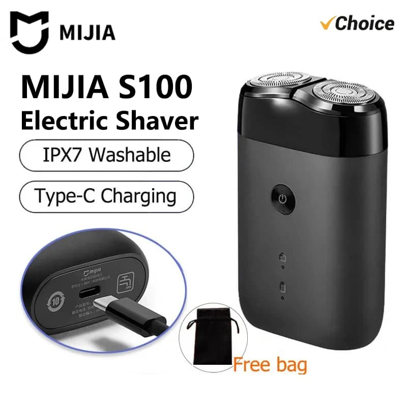 NOUVEAU Rasoir Électrique MIJIA S100 Étanche IPX7 7200 tr/min Double Tête Flottante Rasage Humide/Sè