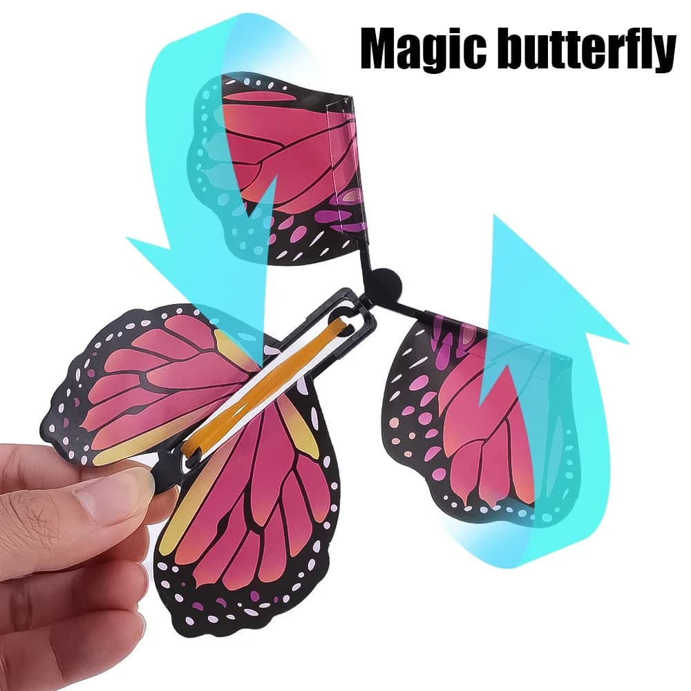 Jouet à remonter papillon volant magique dans le ciel, 10 pièces, cartes alimentées avec bande de ca