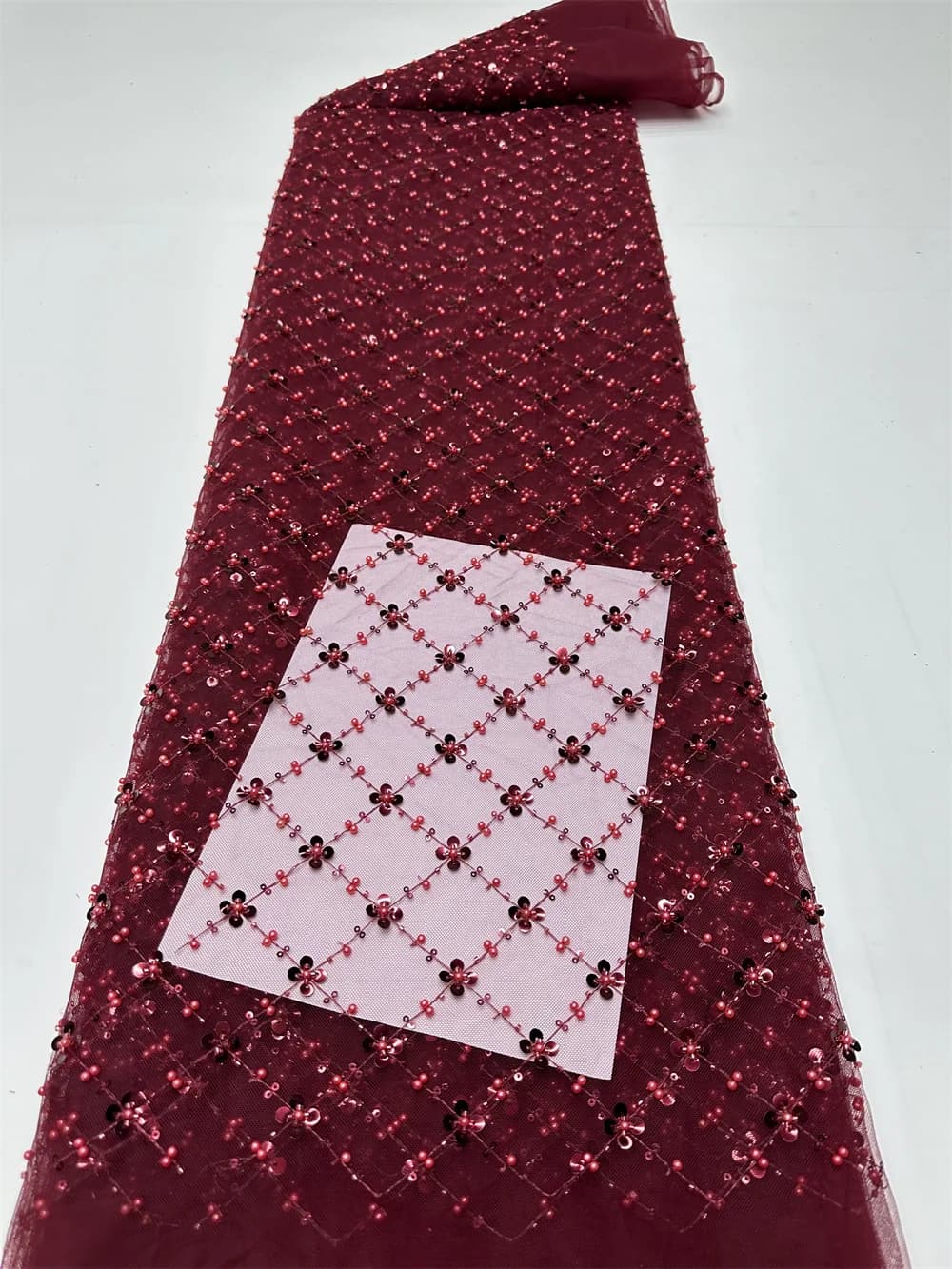 Tissu en dentelle de tulle africain doré 2026, tissu en filet français à sequins, broderie avec perl