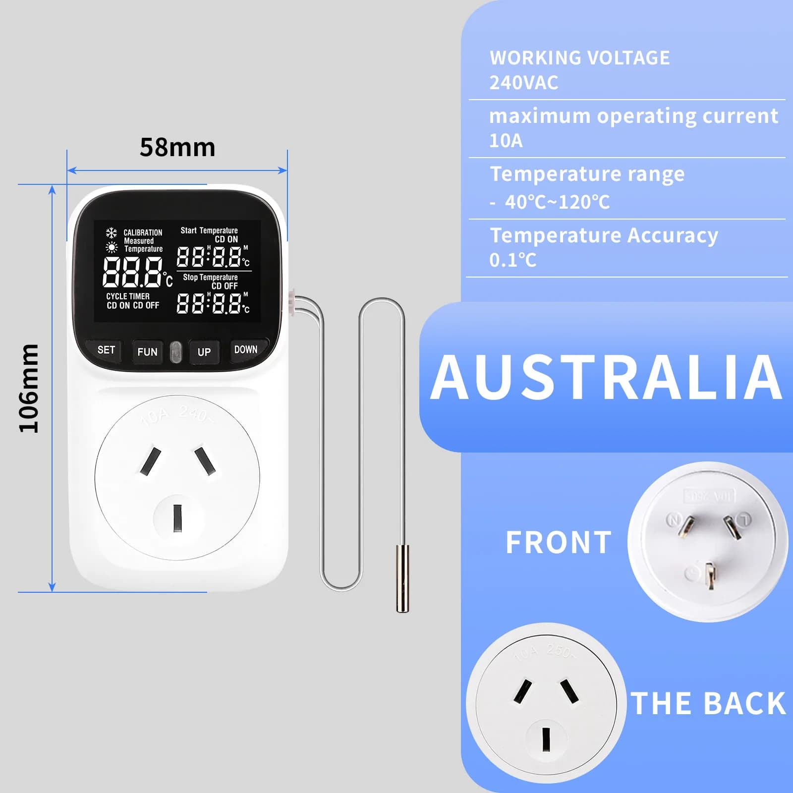 YICHENG – prise de Thermostat numérique, régulateur de température, prise de sortie, contrôle du cha