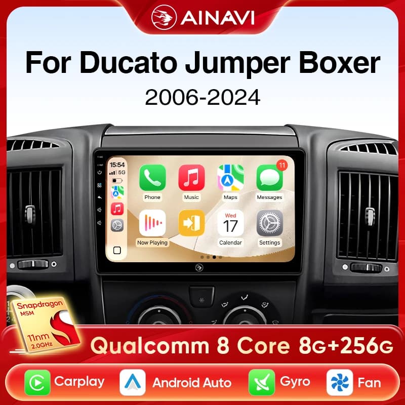 Ainavi autoradio pour Fiat Ducato citroën cavalier Peugeot Boxer 2006-2024 sans fil Carplay Android 