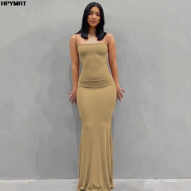 Robe longue à bretelles, dos nu, Maxi, Slim, tenue de fête, Club, vacances, Sexy, décontractée, été,