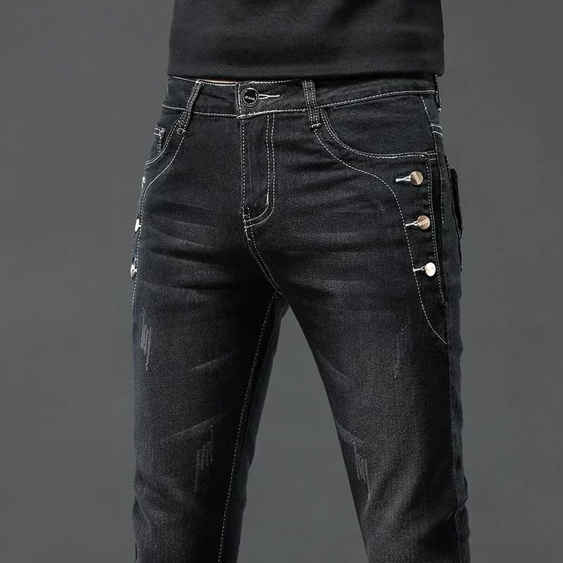Jean Vintage pour hommes, pantalon crayon droit extensible, mode coréenne, lavage flocon de neige, c