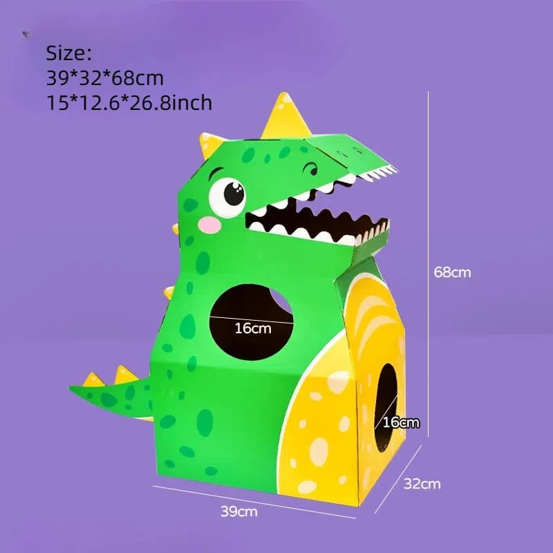 Maison de chat en carton avec griffoir, lit de dinosaure, virus de grattage, design unique