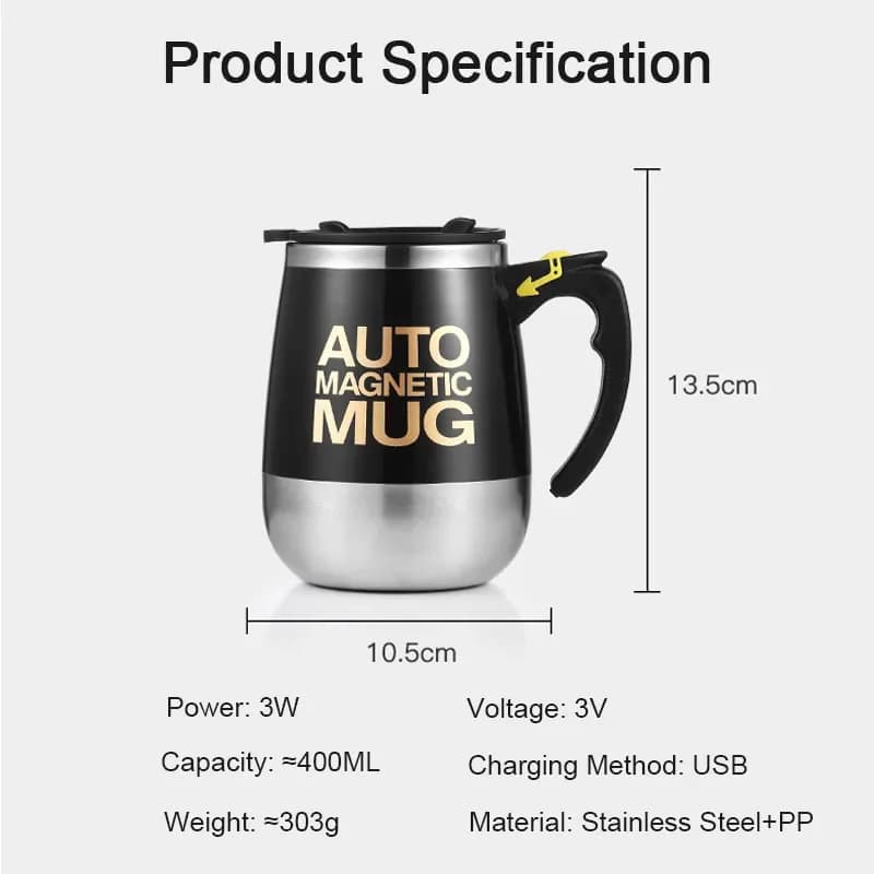 Tasse à café à arrête automatique en acier inoxydable, aste par USB, mélangeur automatique Assad, ta