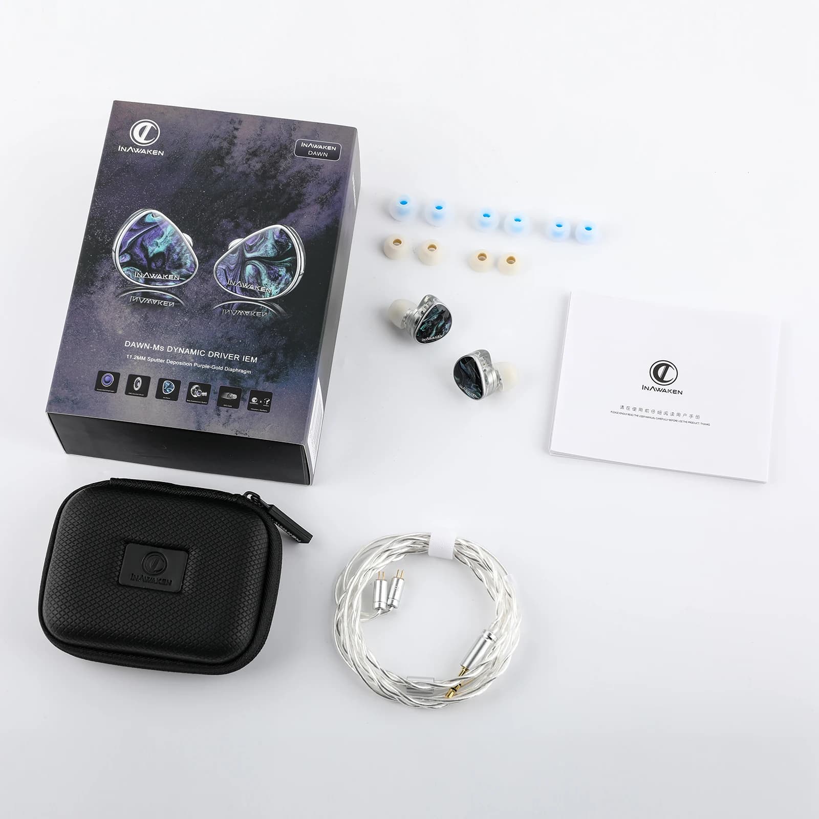 INAWAKEN DAWN Ms casque IEM à pilote dynamique à diaphragme violet-or avec câble blindé OFC pour mus