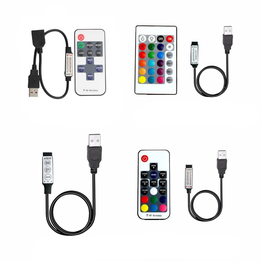 DC 5V USB LED bande lumineuse RGB contrôleur couleur unique IR Bluetooth télécommande RF télécommand