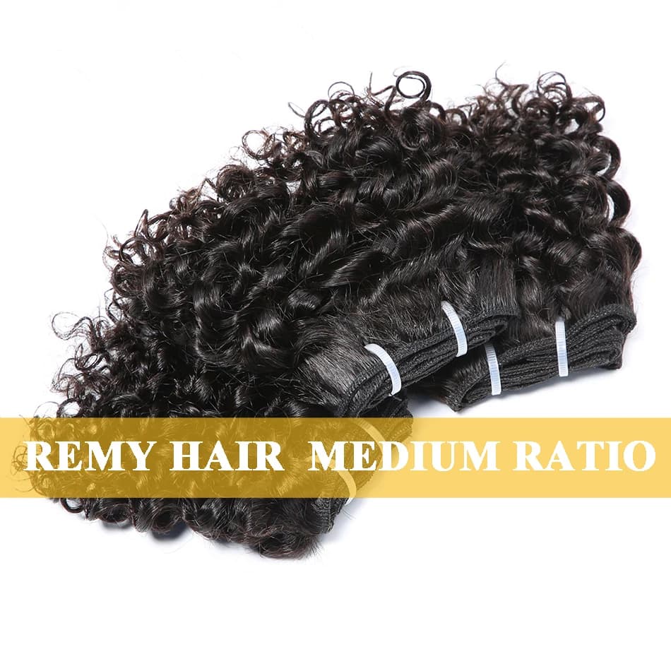 Paquets de cheveux bouclés rebondissants Double tirage indien 6 pouces coupe courte Remy Extensions 