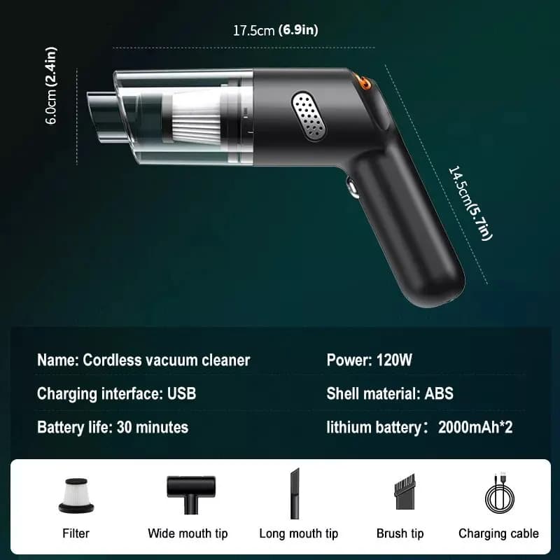 Mini aspirateur sans fil, 15000Pa, grande aspiration, voiture, maison, absorbeur de poils d'animaux