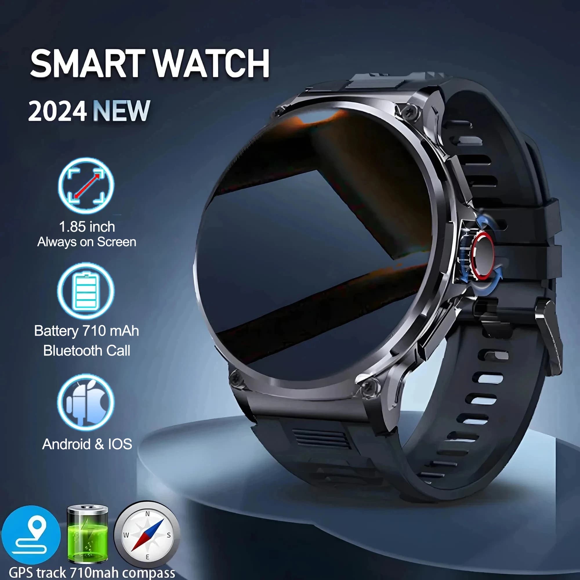 2026 Nouvelle montre intelligente ultra AMOLED 1,85 pouces, piste GPS, appel Bluetooth HD ; Grande b