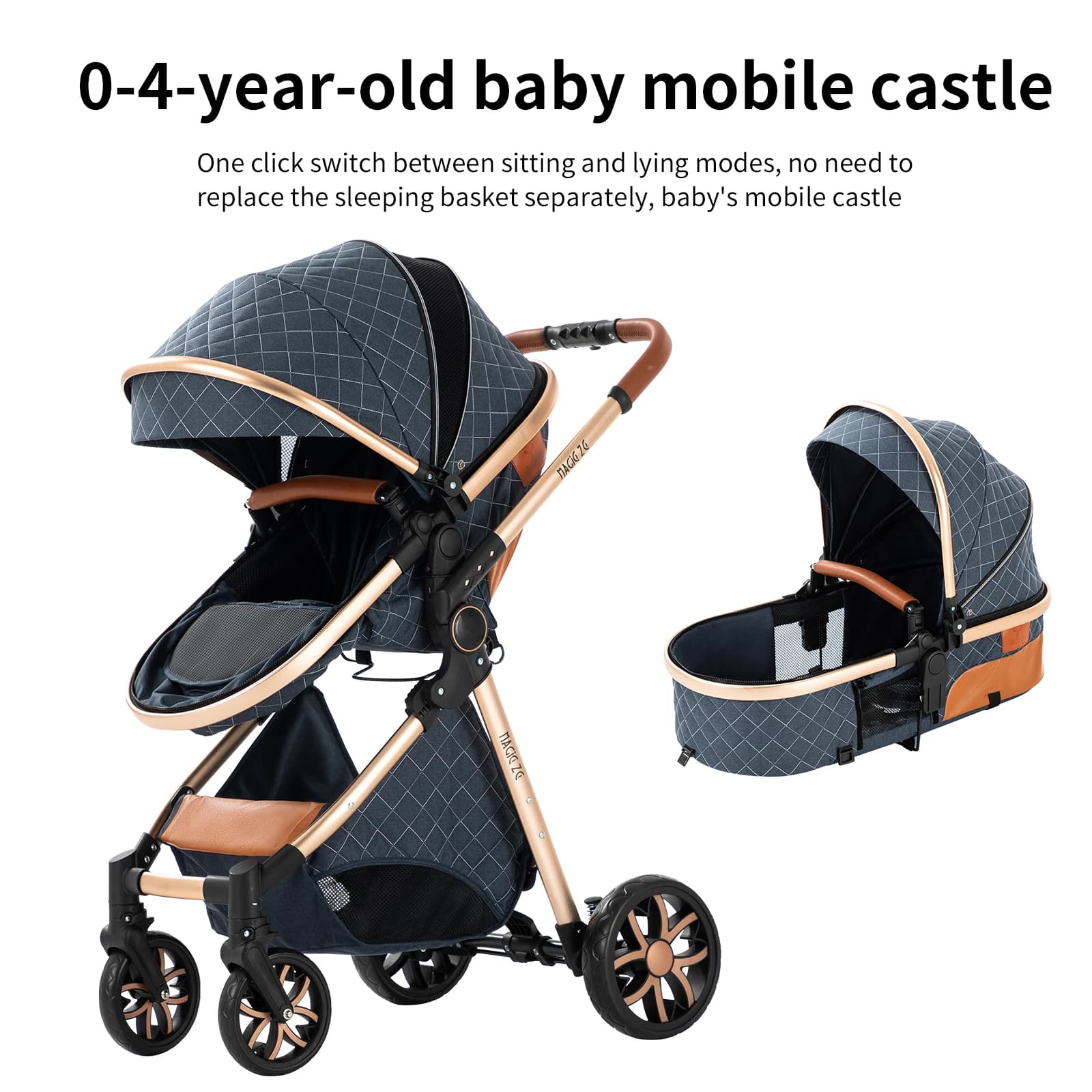 Compact pliable 3 en 1 bébé poussette landau léger poussette nouveau-né poussette système de voyage 
