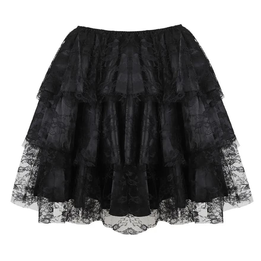 Femmes gothique Sexy dentelle florale maille Tulle Mini jupe plissée Showgirl mode fête danse jupes 