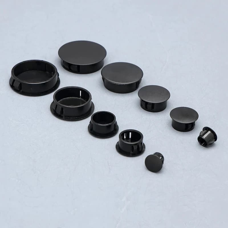 Bouchons Ronds Noirs en Plastique à Encliqueter, Couvercles pour Trous de Meubles et de Bureau, 5/5/