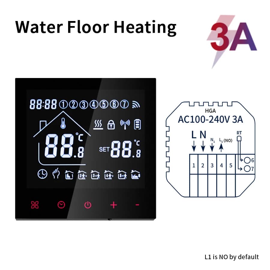 Thermostat intelligent Wifi/NO Wifi Tuya, régulateur de température pour chauffage électrique au sol
