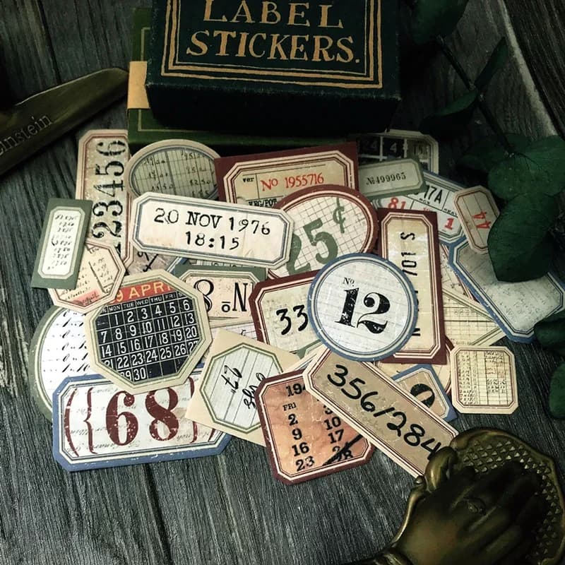 Étiquette autocollante Vintage avec numéro de Style Tim Holtz, étiquette autocollante rétro pour Alb