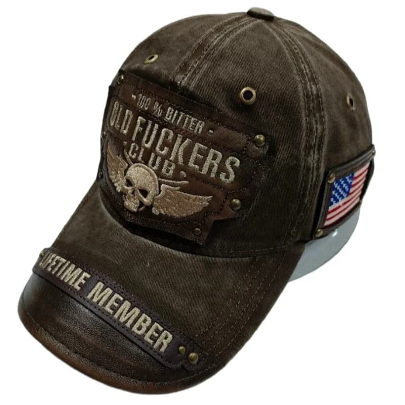 Casquette de baseball en coton vieilli avec lettrage brodé unique - Casquette Old Fers Club Bitter L