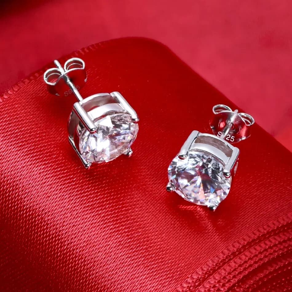 Boucles d'oreilles en argent Sterling 100% Moissanite pour femmes, 0.5-2 Carat, 8.0mm, couleur D, bi