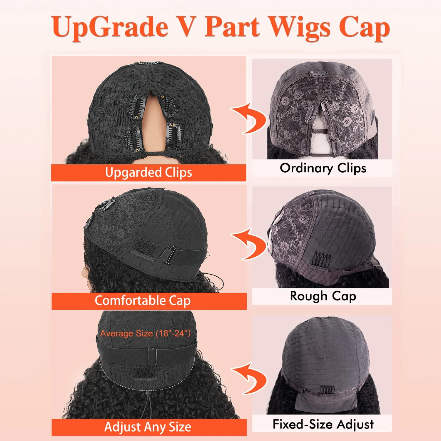 Perruque V-Part Kinky Straight en Cheveux Humains pour Femmes avec Cordon de Serrage, Densité 250 Am