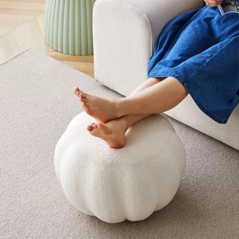 INS citrouille canapé tabouret bas maison Simple Teddy velours tabouret rond banc balcon chambre par