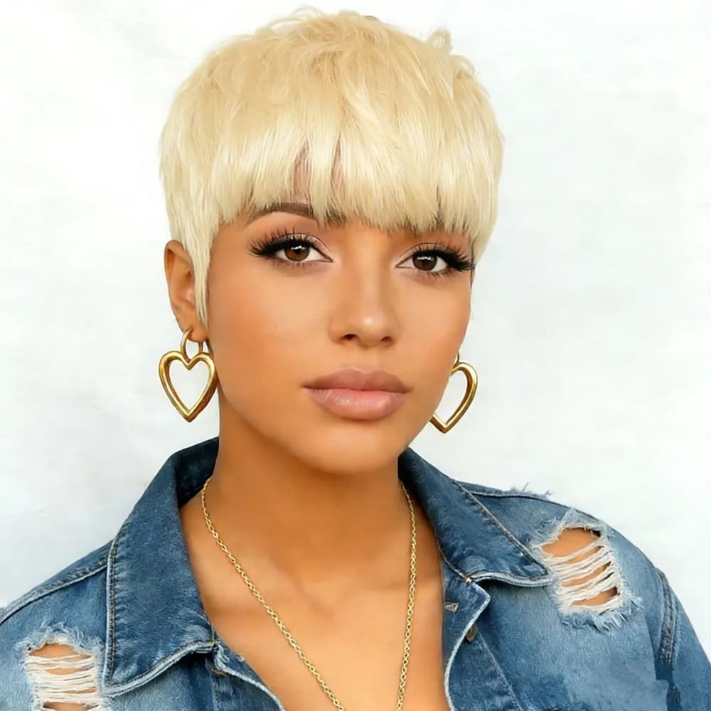 Perruque pixie à 150% de densité, 6 pouces, couleur brun/99j/noir naturel, coupe pixie, perruque fab