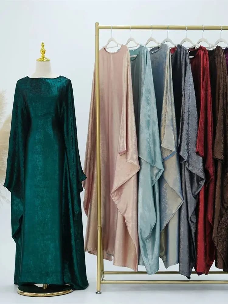Maxi Abaya en Satin pour Femme Musulmane, Robe de Luxe Style Dubaï, Caftan Islamique Marocain, 2024