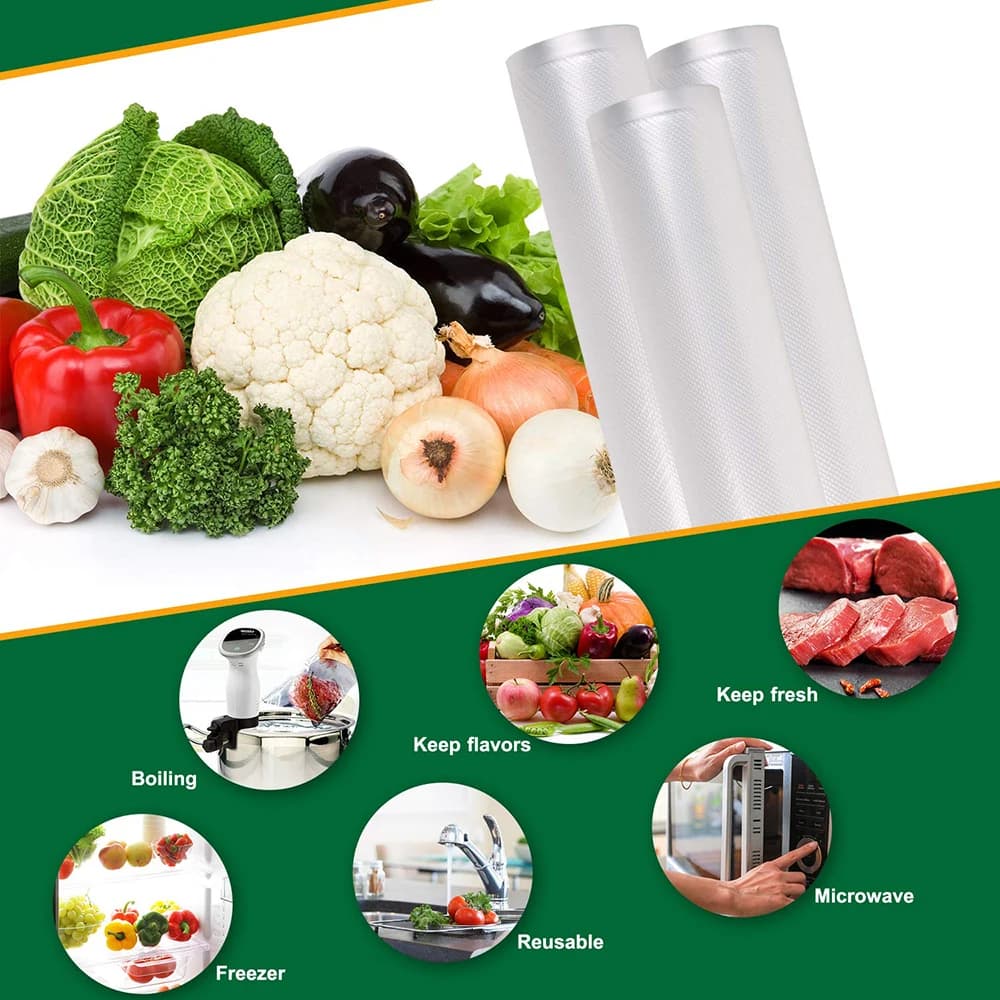 Sacs sous vide pour aliments, sacs de rangement pour scelleuse sous vide 12/15/17/20/22//25/28cm pou