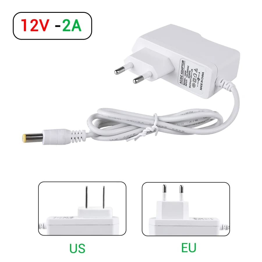 Adaptateur d'alimentation cc 12V, transformateur d'éclairage, entrée AC 100-240V, sortie DC 12V 1A 2
