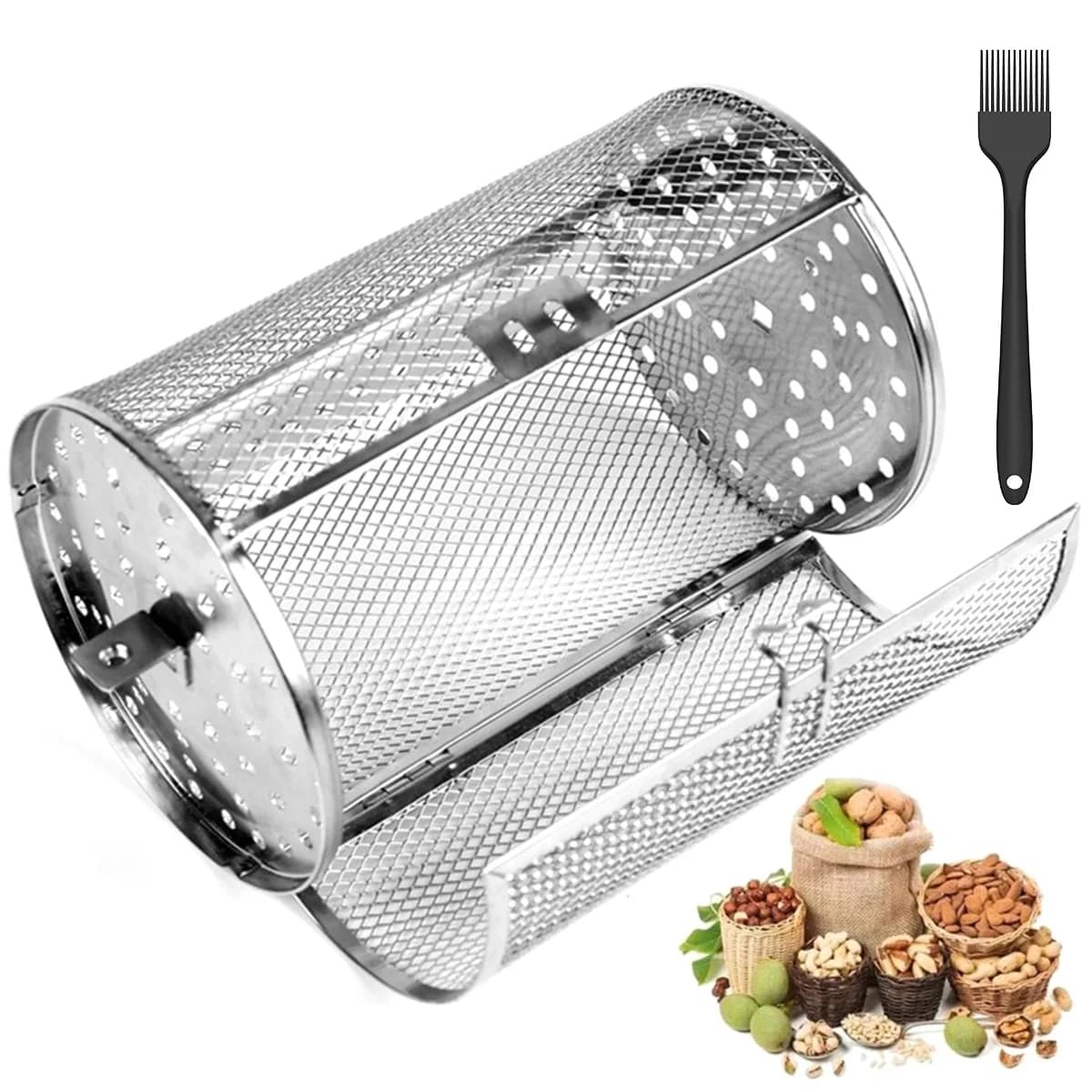 Panier de cuisson rotatif en acier inoxydable pour four, pour grains de café, avec support tambour