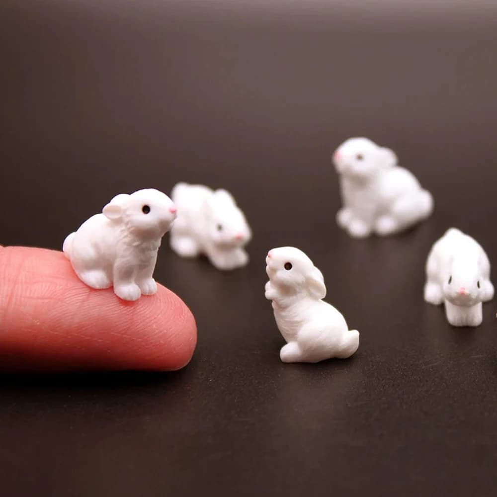 Mini Figurines de lapin en résine, 5/10 pièces, Micro ornement de paysage de jardin féerique Miniatu
