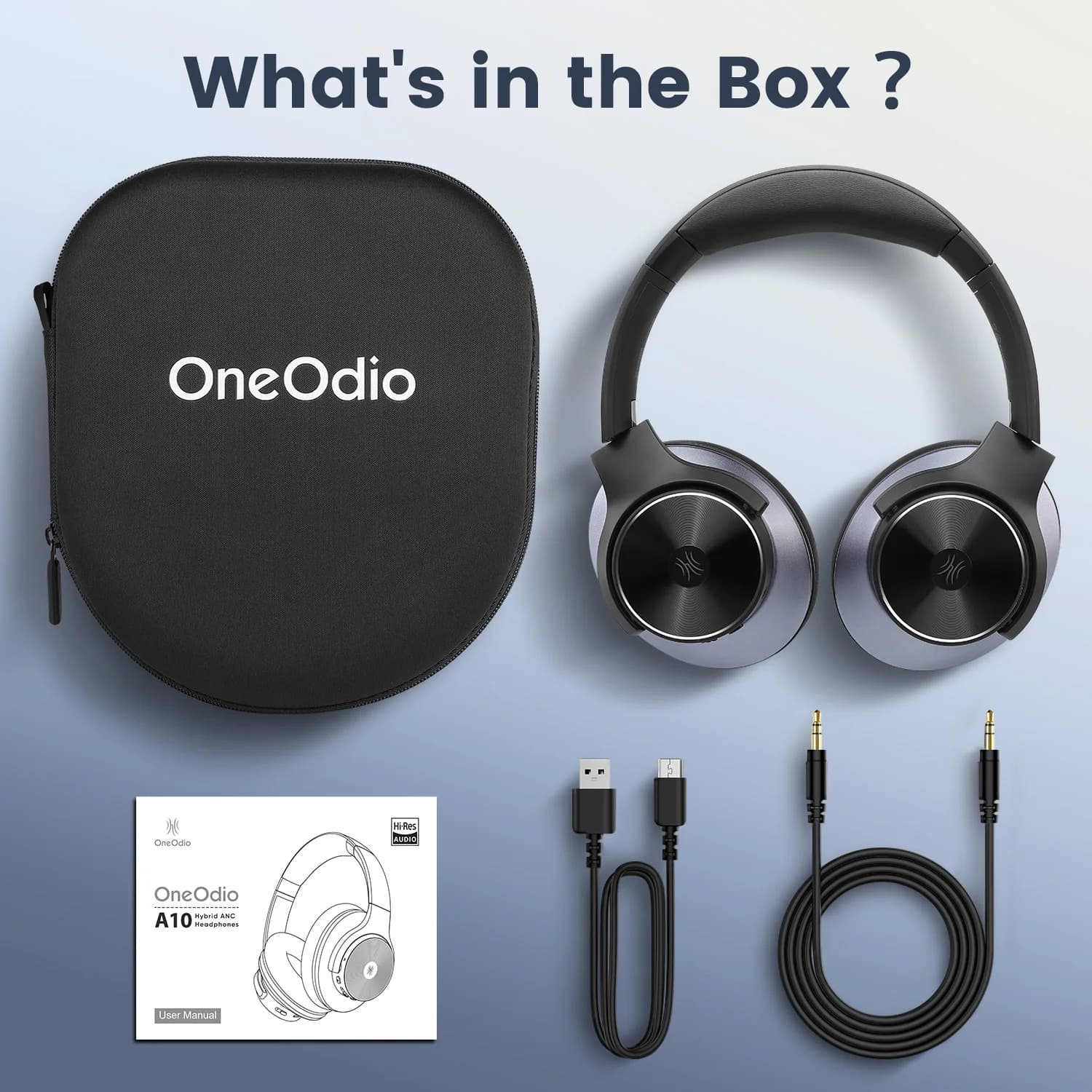 Oneodio casque bluetooth 5.4 sans fil avec hybride suppression active du bruit, audio haute résoluti