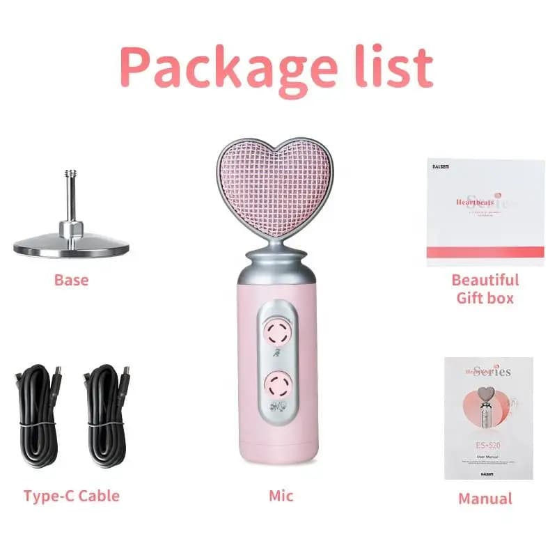 Microphone à condensateur rose professionnel à réduction de bruit USB pour téléphone portable