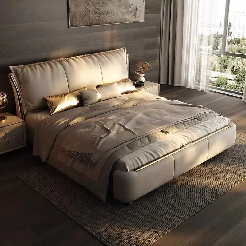 Cadre De lit moderne princesse Beige, imperméable, design, pour chambre à coucher, Double, pleine ta