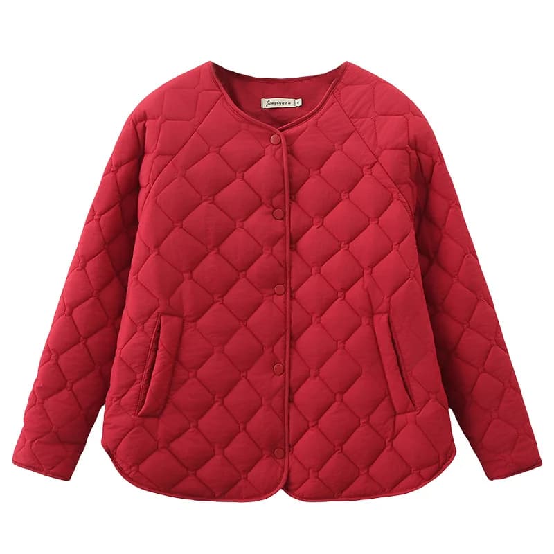 Parkas minces à manches Leurs lan simples pour femmes, manteau rembourré Argyle, veste matelassurera