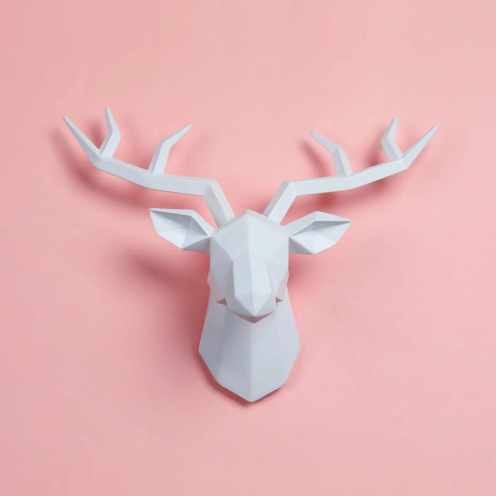 Sculpture en résine tête de cerf, figurine animale, décoration murale, statuette avec bois de cerf p