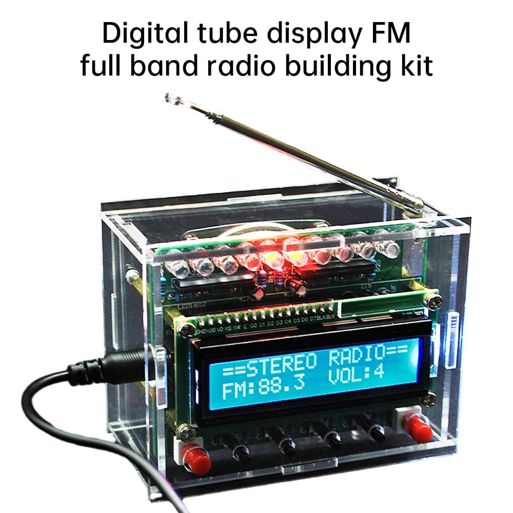 87-108MHz Numérique Radio Diy Kit DC4.5-5V Radio adt Partie Avec 3W 4MBT Corne Antenne Électronique 
