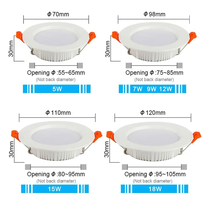 10 pièces LED Downlight 12W 15W 18W 9W AC220V 5W 7W 110V Spot encastré épais en aluminium éclairage 