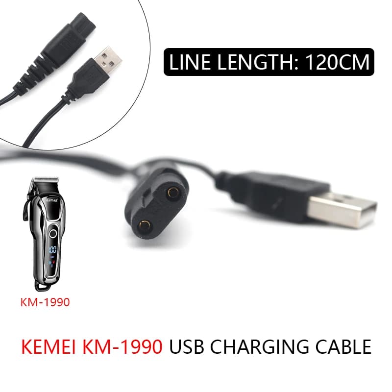 Appliquer à KEMEI KM-1990 tondeuse à cheveux professionnelle chargeur USB d'origine câble de chargem