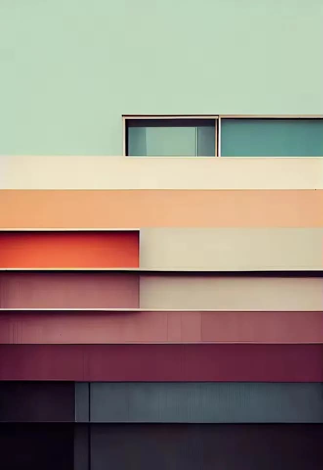 Maison minimaliste d'eau tombante Bauhaus, Architecture classique, affiche abstraite, peinture sur t