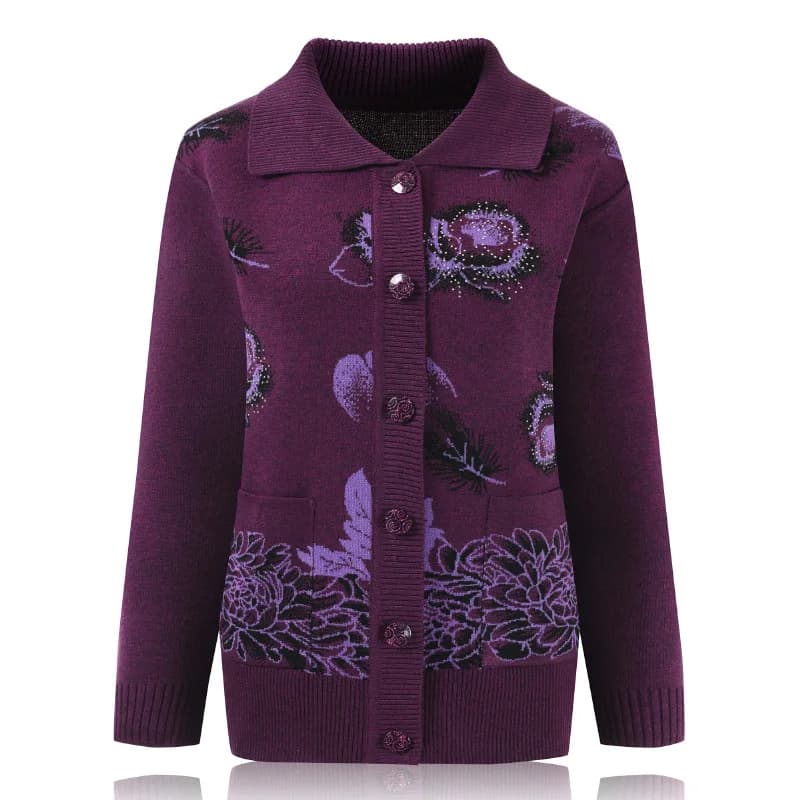 Fdfklak-Cardigans à revers pour femmes elmantes d'âge moyen, pull à boutons College pour mère, vêtem