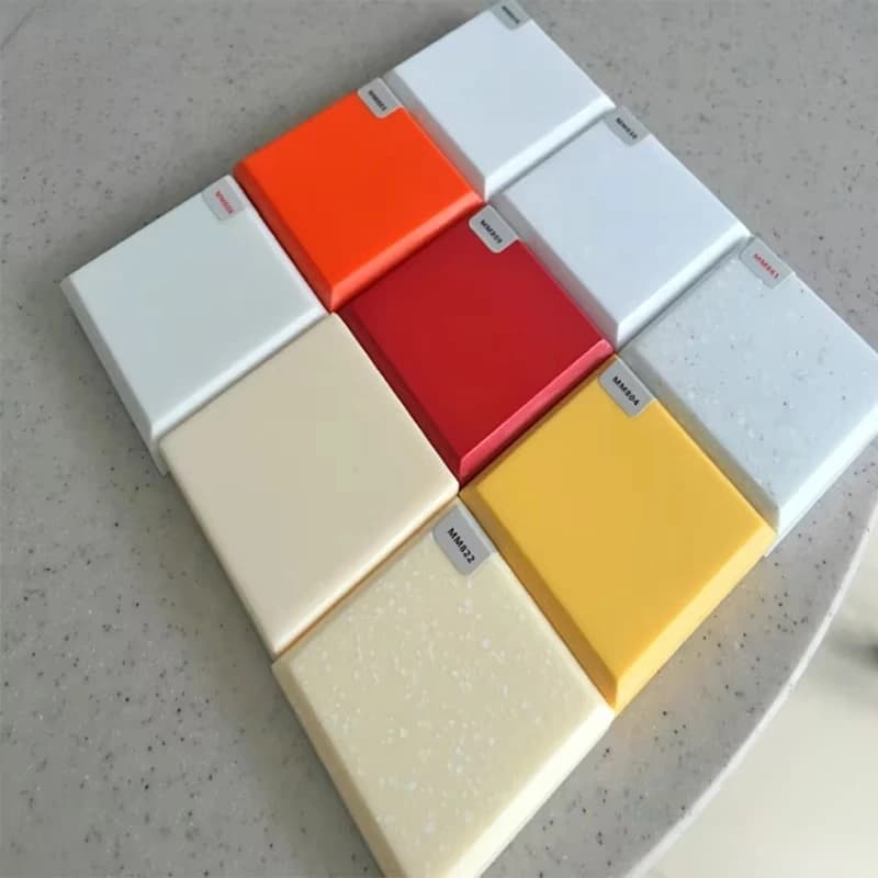 Plans de travail de cuisine rectangulaires en surface composite solide personnalisés, dessus de tabl