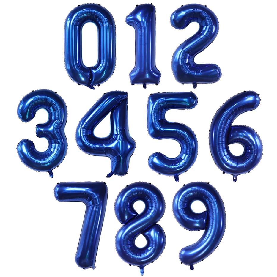 Ballon en aluminium bleu foncé de 40 pouces 0-9 Globos numériques pour enfants, décoration de fête d