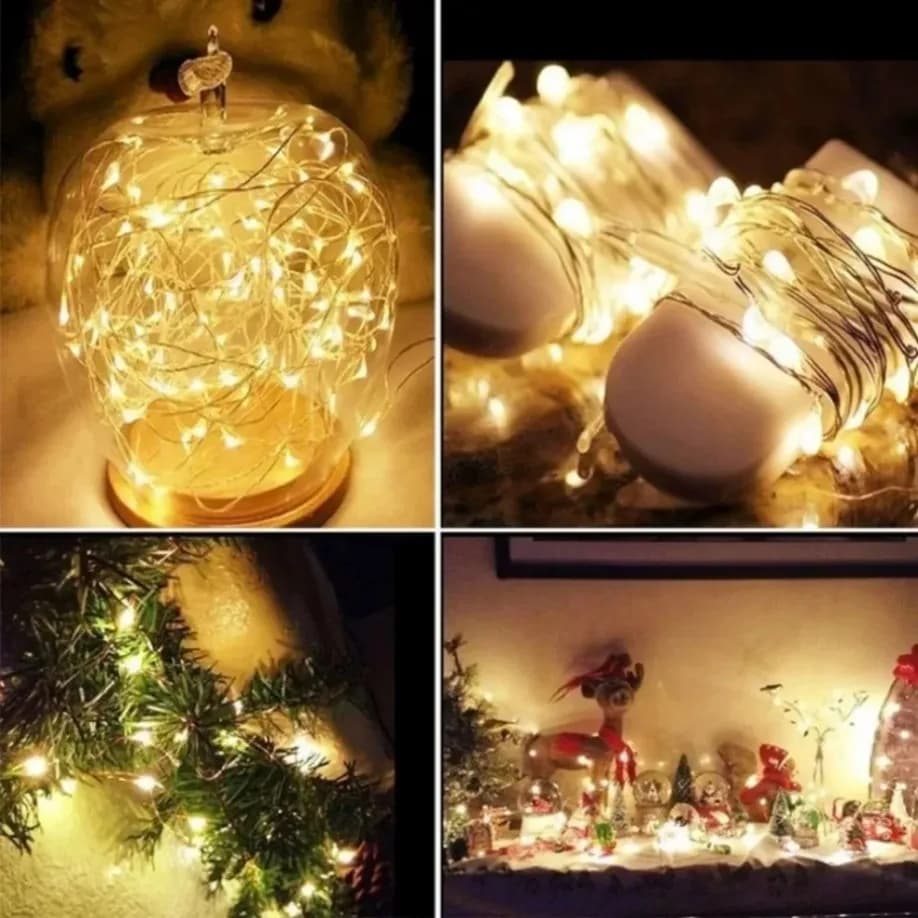 Guirlande lumineuse LED étanche en fil de cuivre, 5M, féerique, fonctionne à piles, bricolage, fête 