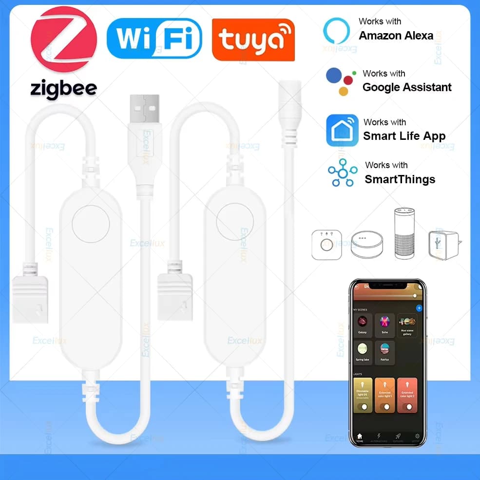 Zigbee-Contrôleur de bande LED RVB RGBW intelligent, variateur de contrôleur WiFi Tuya, Alexa Google