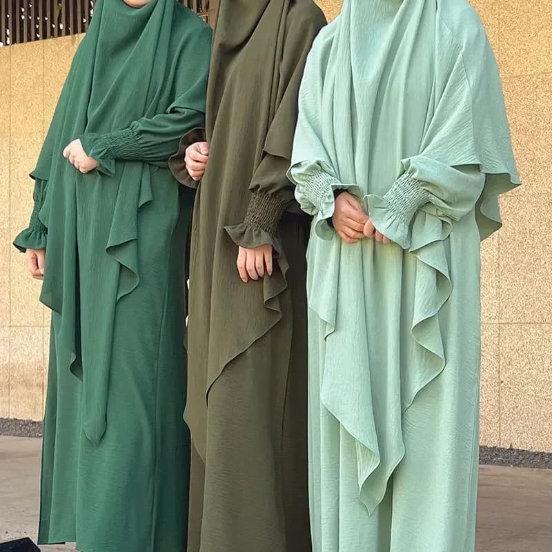 Ensemble 2 pièces Abaya et tiens imar pour femmes, Jilbab, Ramadan, Robe longue, Hijab, Vêtements de