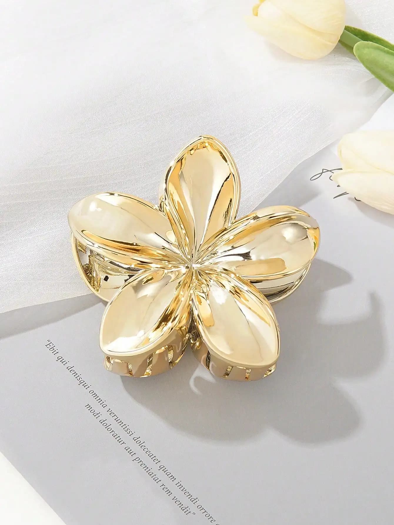 Griffes de cheveux simples et brillantes pour femmes et filles, fleur d'œuf, accessoires de fête, mo