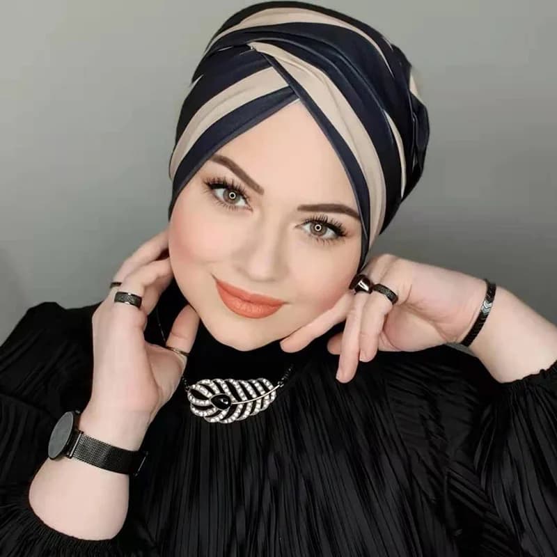 Mode musulmane perle noir Modal Hijab sous-capuchon Abaya Hijabs pour femme Abayas Jersey foulard ro